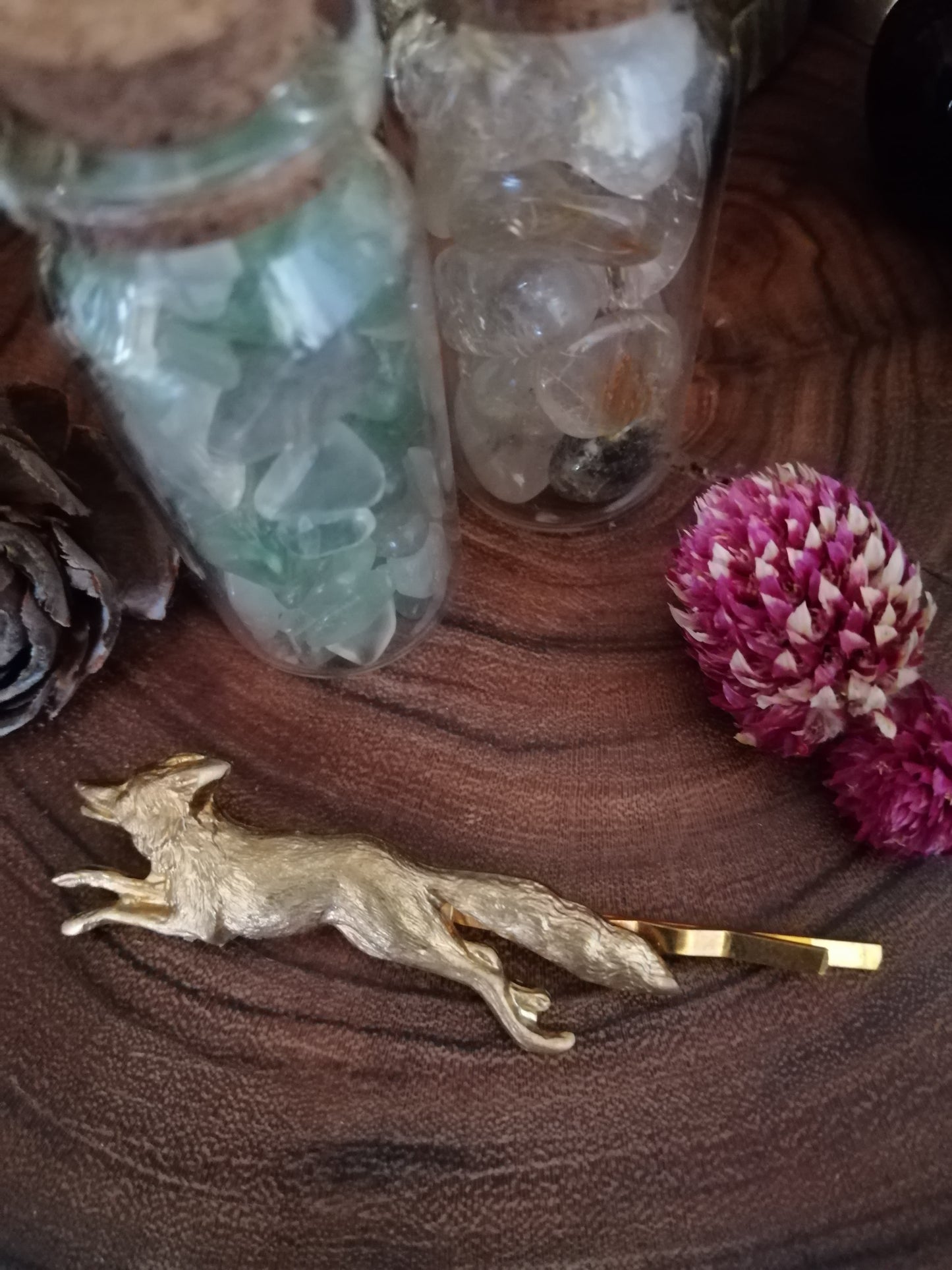 Fox Hair Pin Raw Gold Brass/Fox Bobby Pin/Fox Hair Clip
