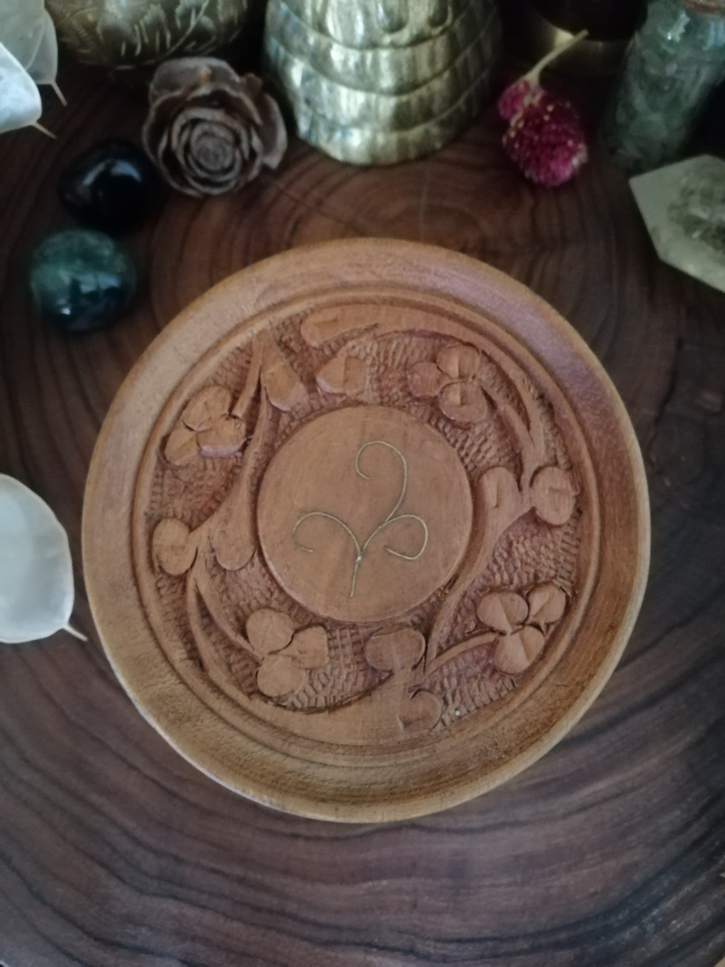 Set of 6 Hand Carved Wood Coasters