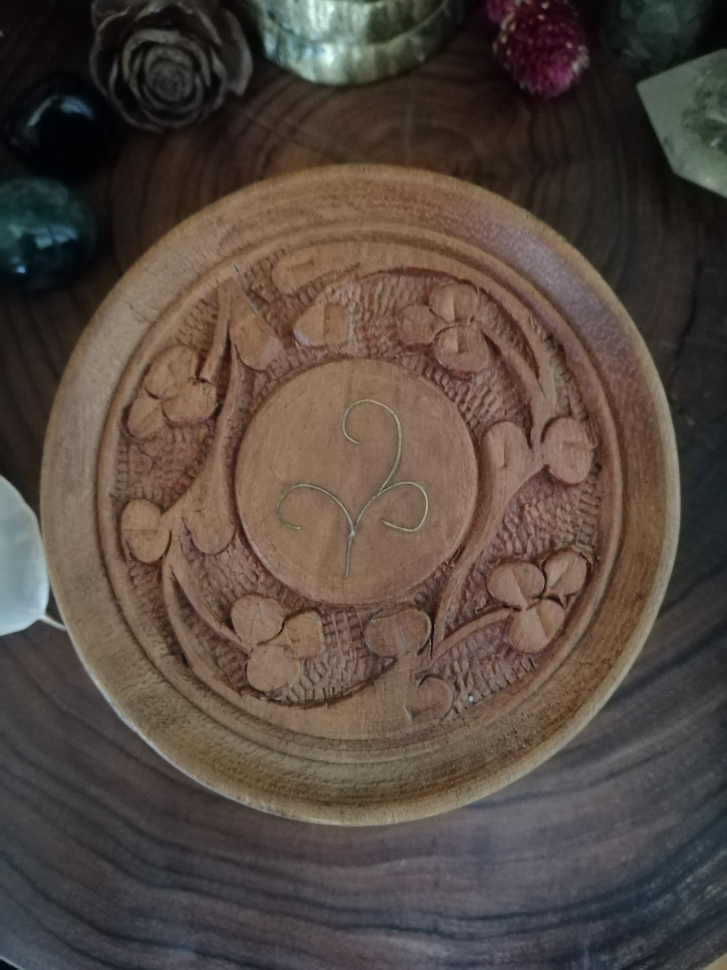 Set of 6 Hand Carved Wood Coasters