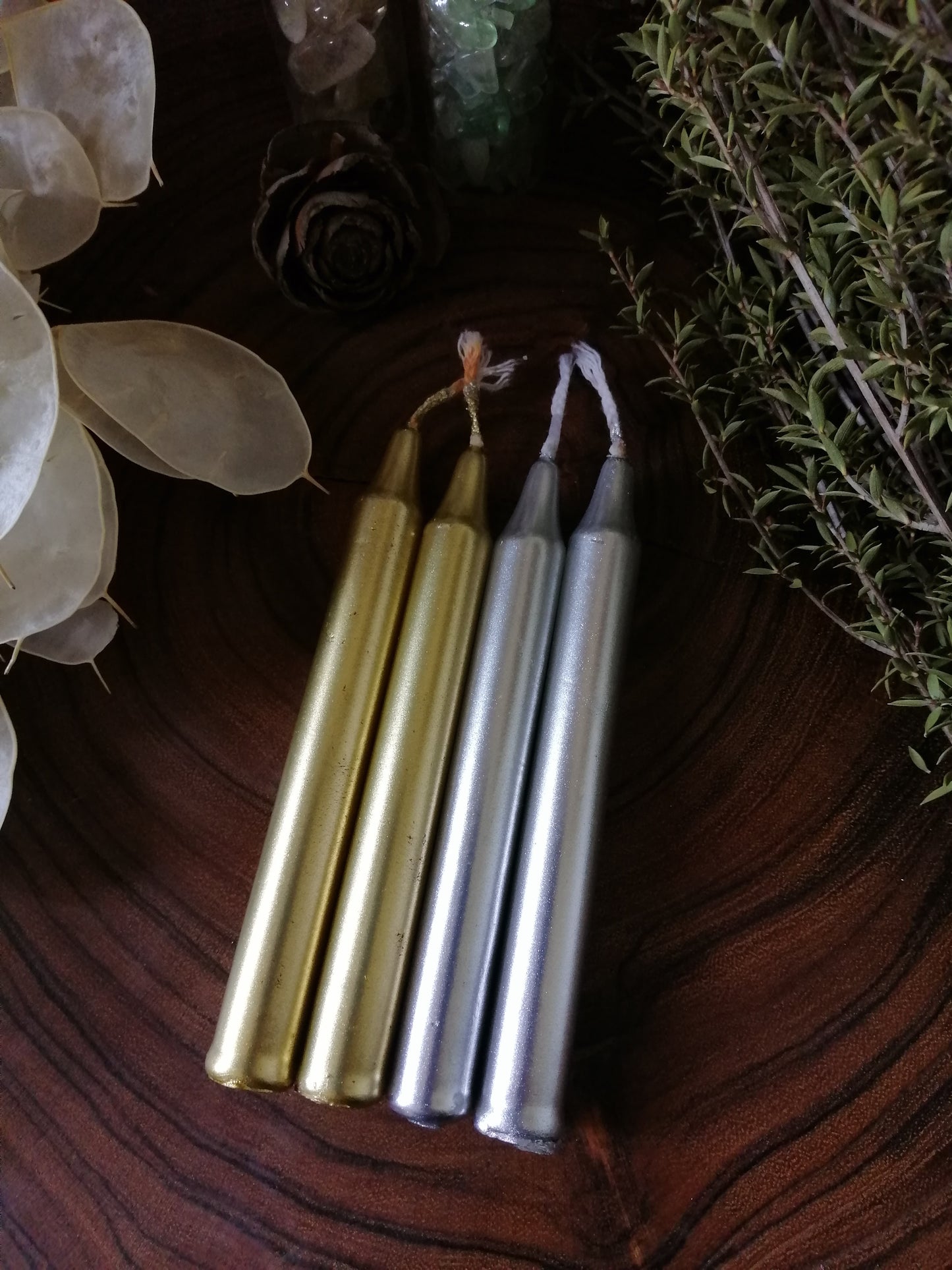 Metallic Gold & Metallic Silver Chime Spell Candles