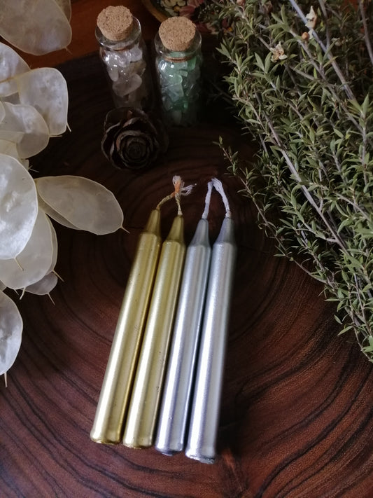 Metallic Gold & Metallic Silver Chime Spell Candles