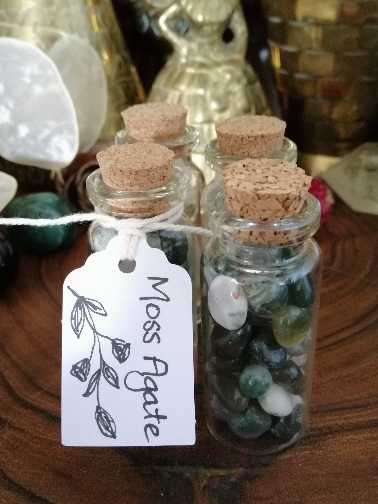 Moss Agate Crystal Chip Bottle