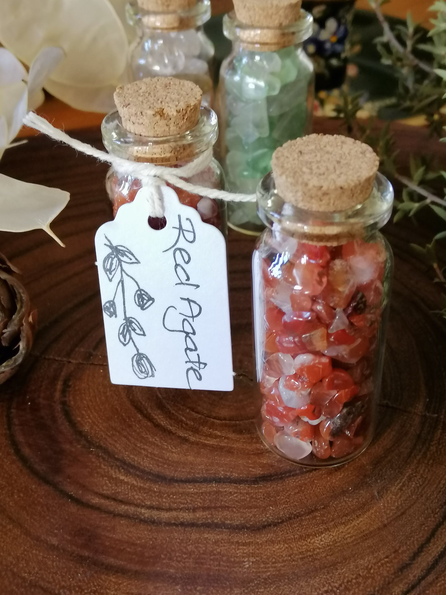 Red Agate Crystal Chip Bottle