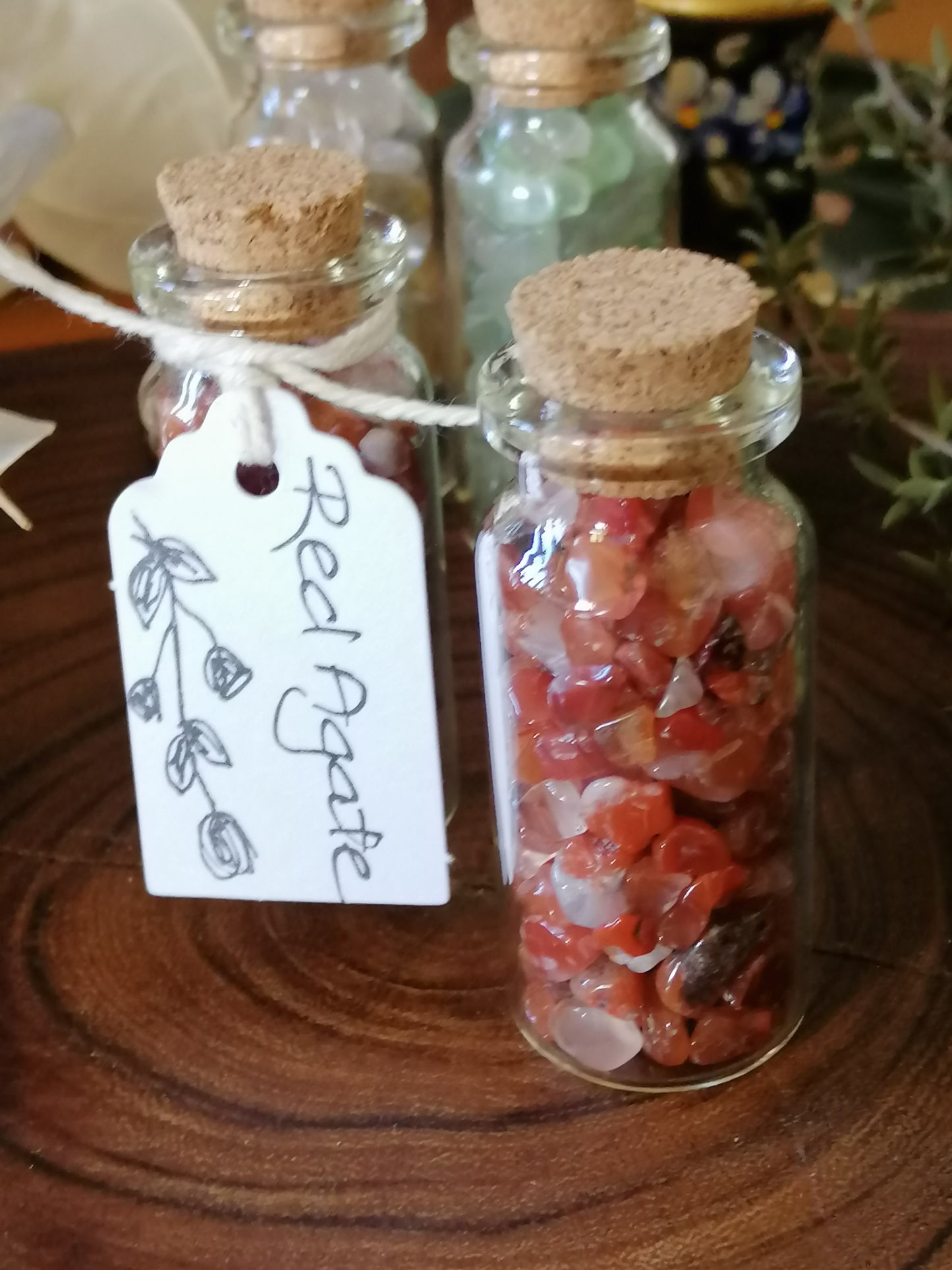 Red Agate Crystal Chip Bottle