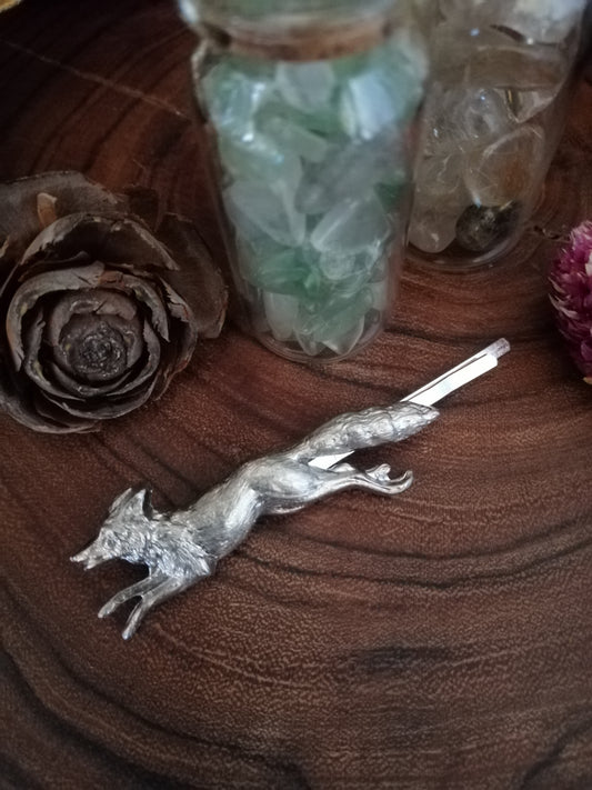 Fox Hair Pin Silver/Fox Bobby Pin/Fox Hair Clip/Running Fox Hair Pin