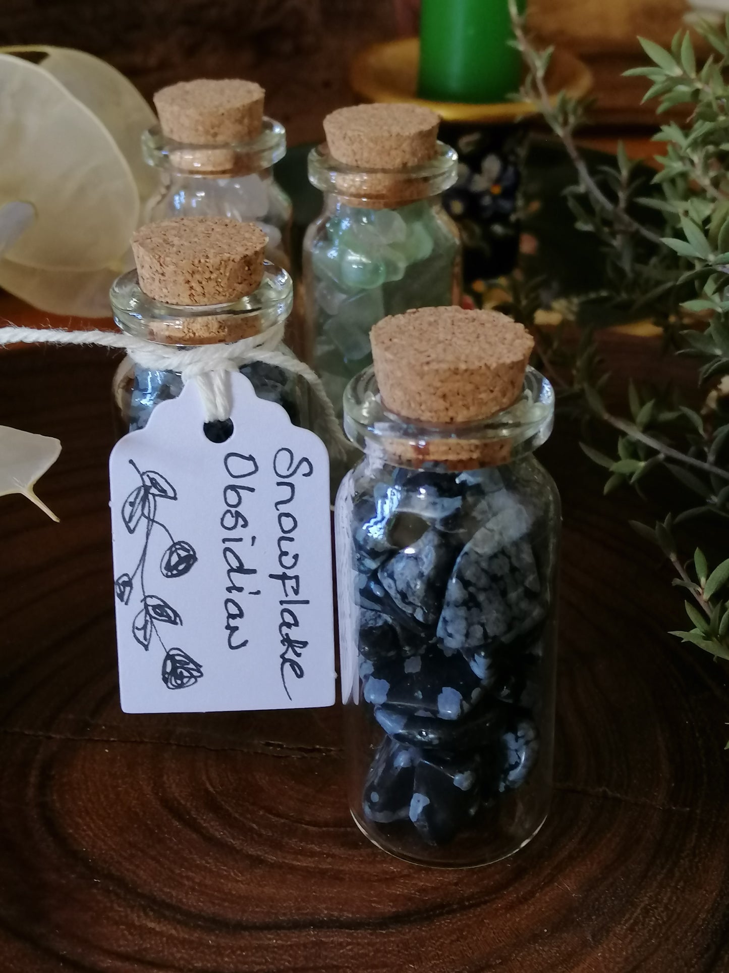 Snowflake Obsidian Crystal Chip Bottle
