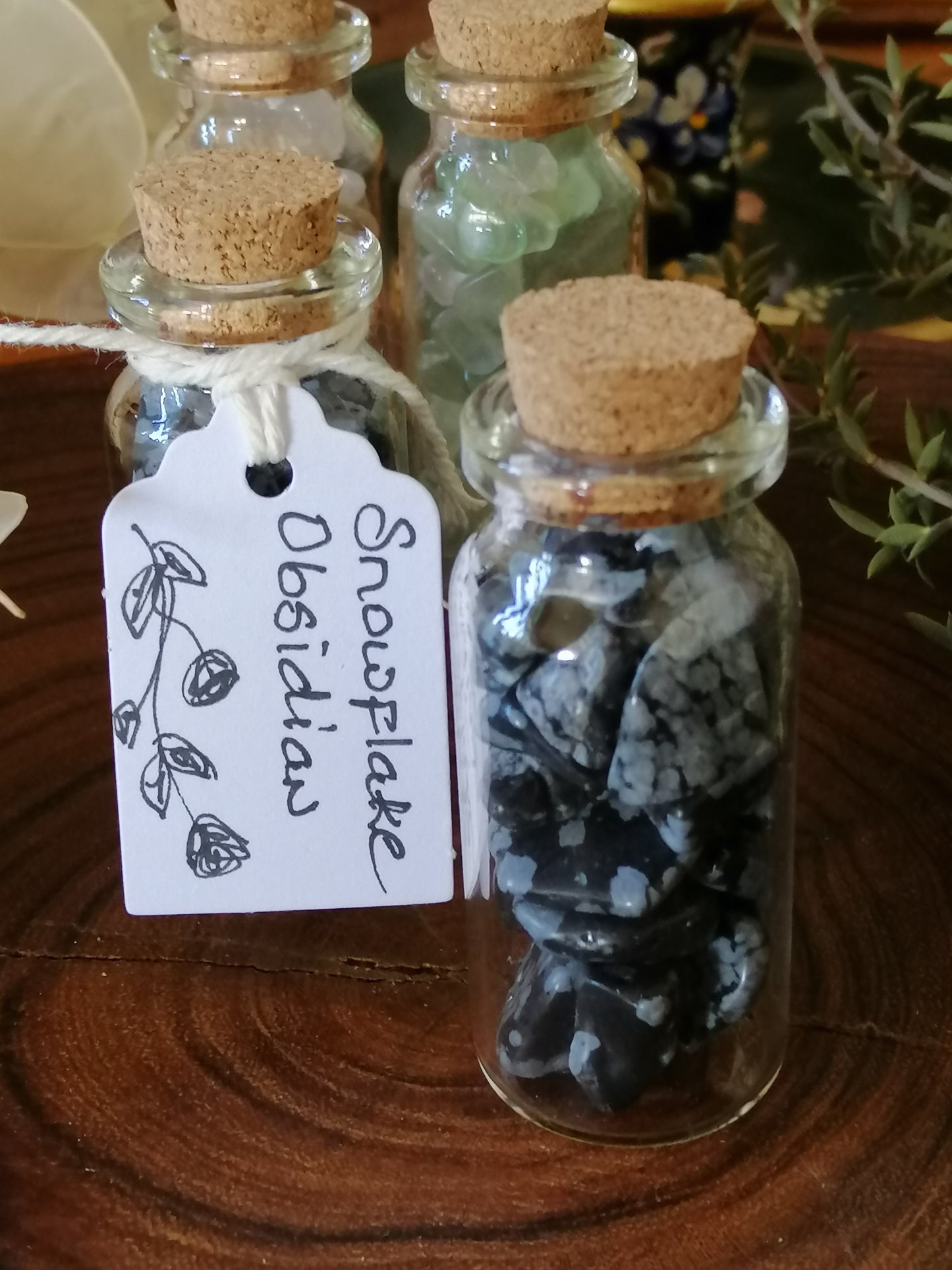 Snowflake Obsidian Crystal Chip Bottle