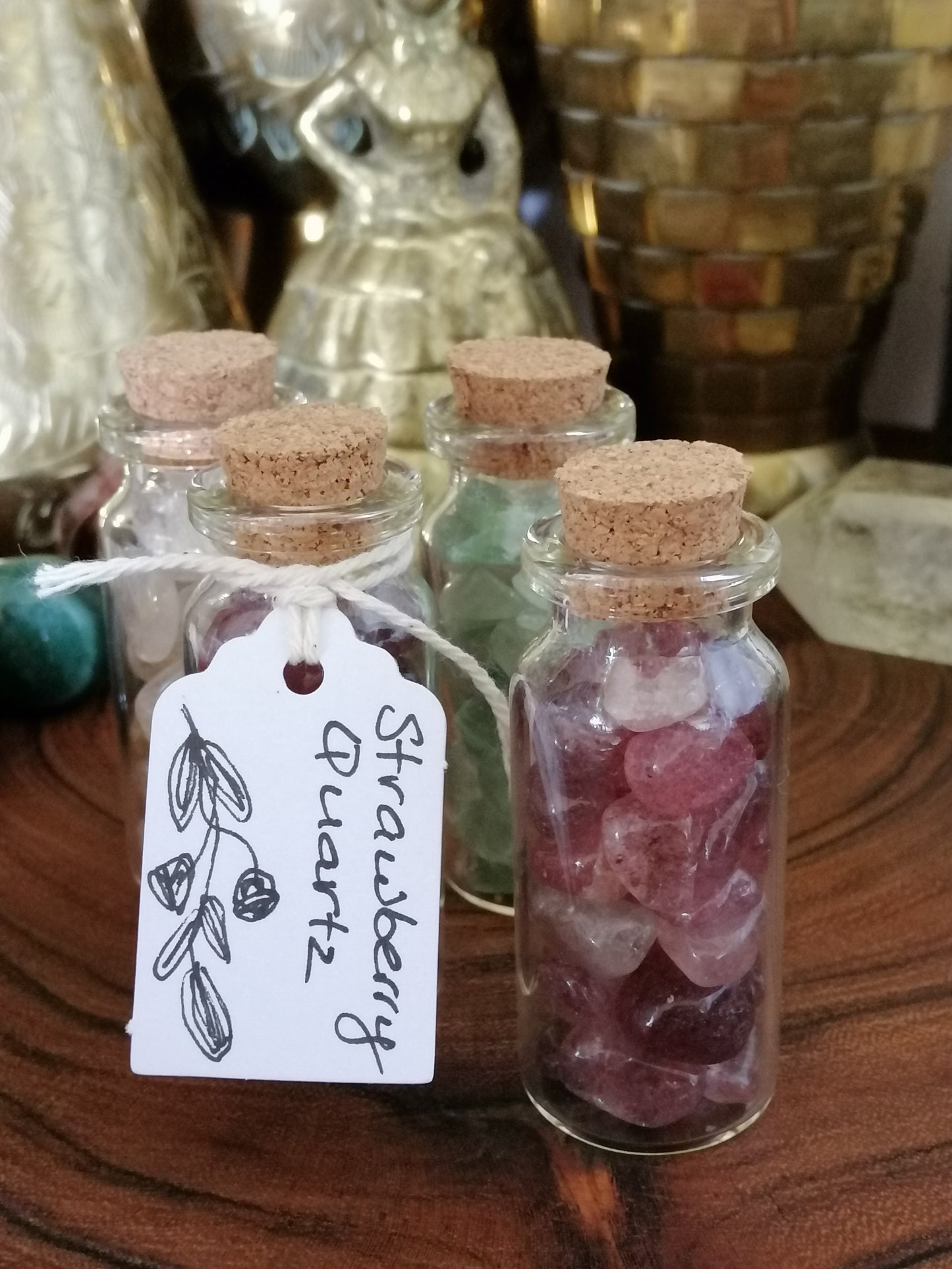 Strawberry Quartz Crystal Chip Bottle